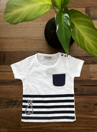 White and Blue Stripey Tee