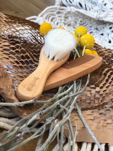 Wooden comb and brush set